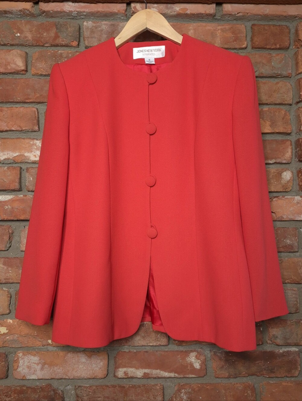 🇨🇦 Jones New York Separates Vintage 90s Coral Collarless Blazer Jacket Canada